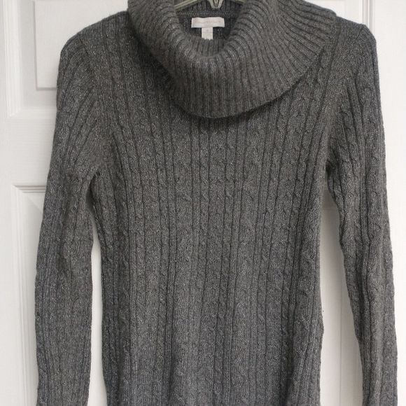 Charter Club gray shimmer cowl neck sweater, size S - Picture 1 of 5